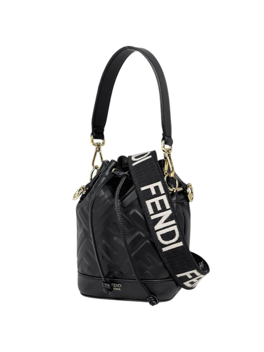 Fendi Handbag Zucca Montresor Mini 2-Way Leather Black